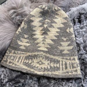 Ralph Lauren Denim & Supply Gray & Cream Heathered Fair Isle Cotton Knit Beanie